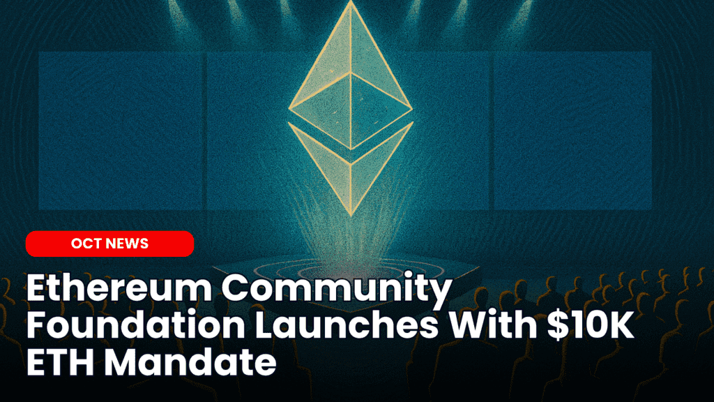 Ethereum Community Foundation Launches With $10K ETH Mandate image