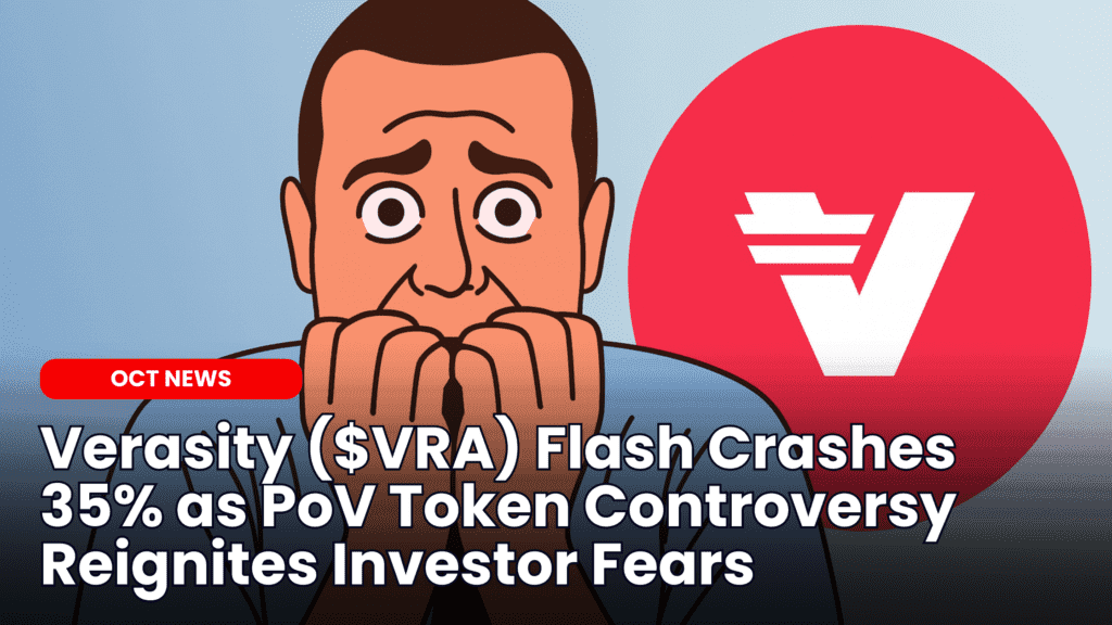 Verasity ($VRA) Flash Crashes 35% as PoV Token Controversy Reignites Investor Fears image