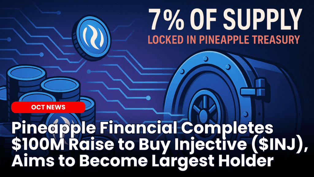 Pineapple Financial Completes $100M Raise to Buy Injective ($INJ), Aims to Become Largest Holder image