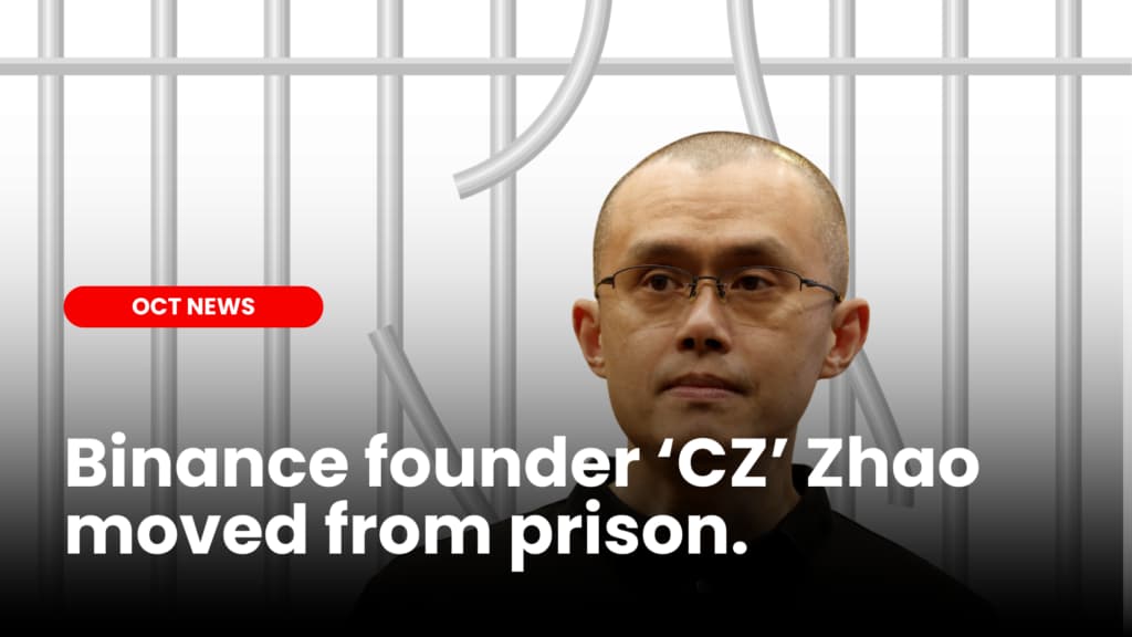 Binance founder ‘CZ’ Zhao moved from prison to halfway house.