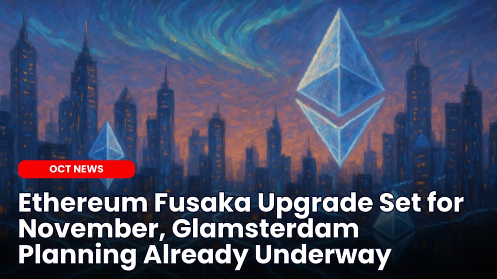Ethereum Fusaka Upgrade Set for November, Glamsterdam Planning Already Underway