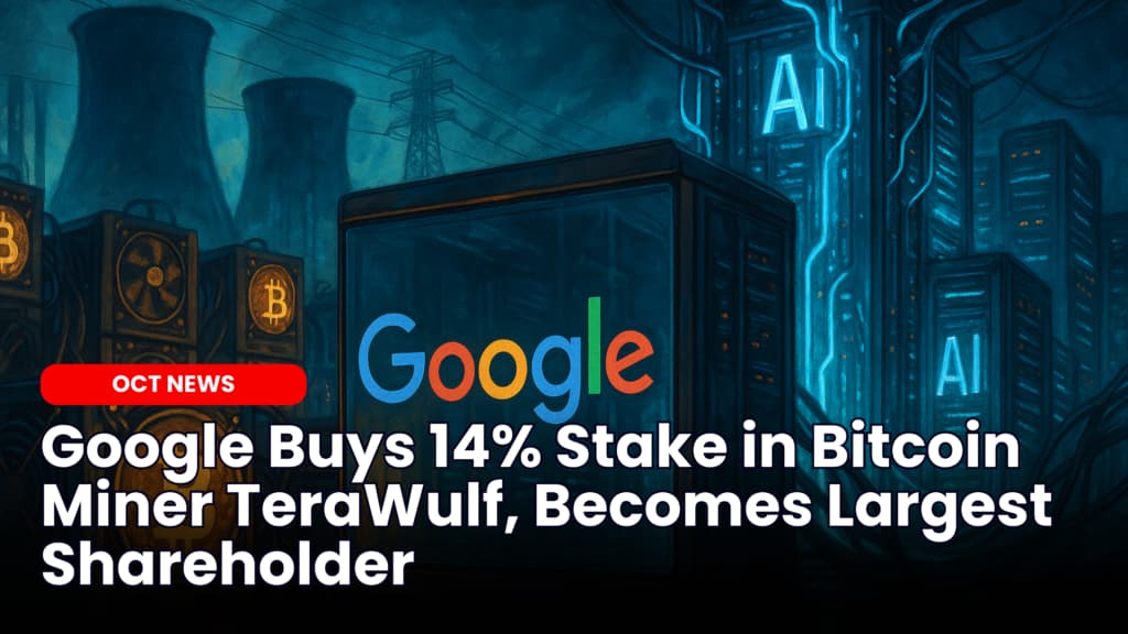 Google Buys 14% Stake in Bitcoin Miner TeraWulf, Becomes Largest Shareholder