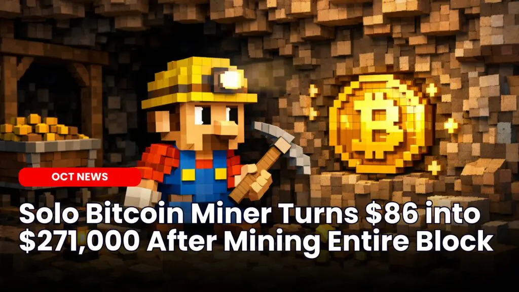 Solo Bitcoin Miner Turns $86 into $271,000