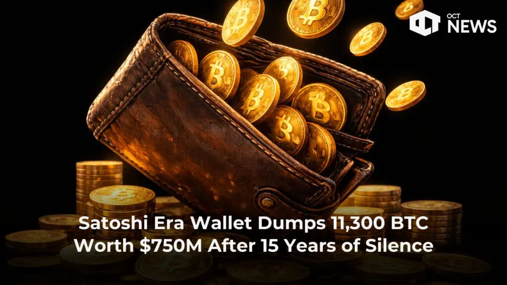 Satoshi Era Wallet Dumps 11,300 BTC Worth $750M After 15 Years of Silence