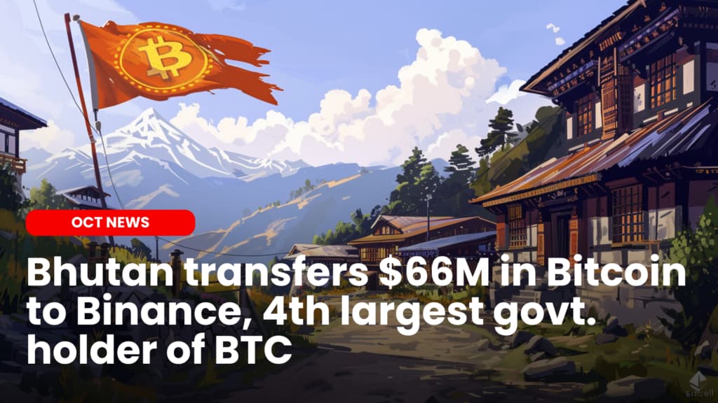 Bhutan transfers $66M in Bitcoin to Binance, 4th largest govt. holder of BTC