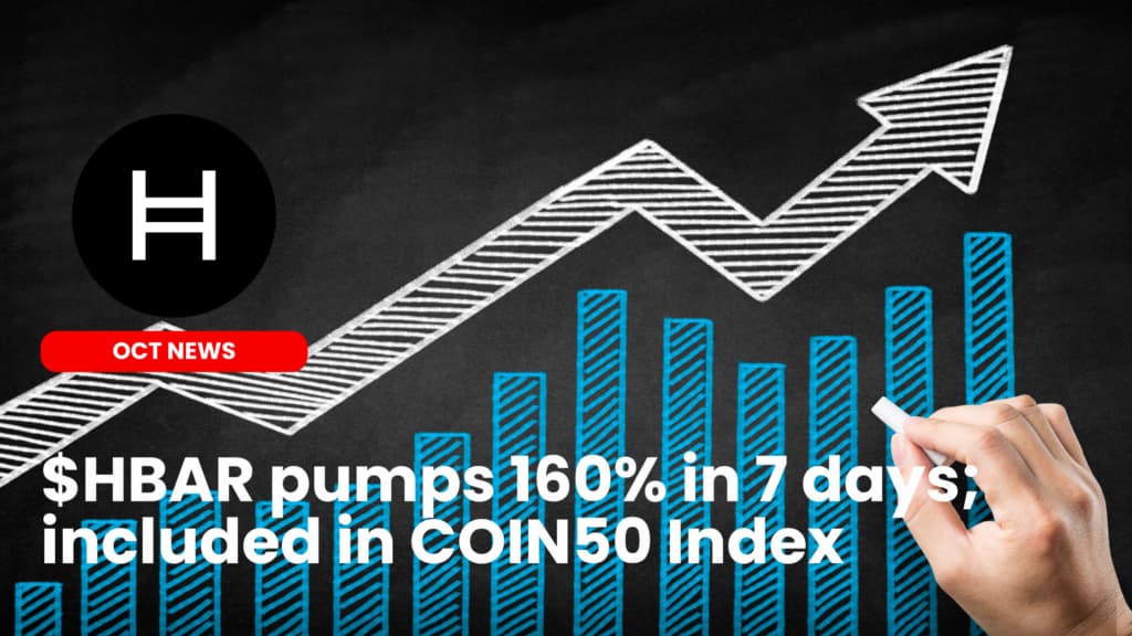 Hedera $HBAR pumps 160% in 7d; included in COIN50 Index
