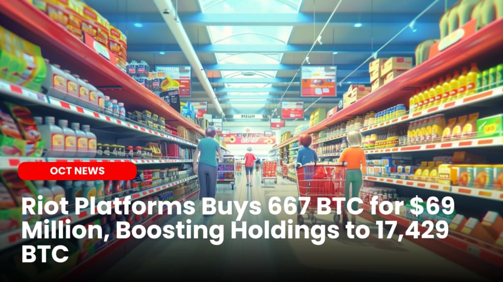 Riot Platforms Buys 667 BTC for $69 Million, Boosting Holdings to 17,429 BTC