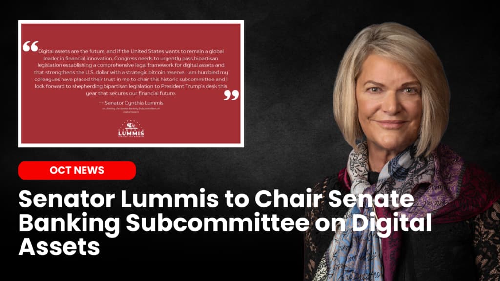 Pro Bitcoin Senator Lummis to Chair Senate Banking Subcommittee on Digital Assets