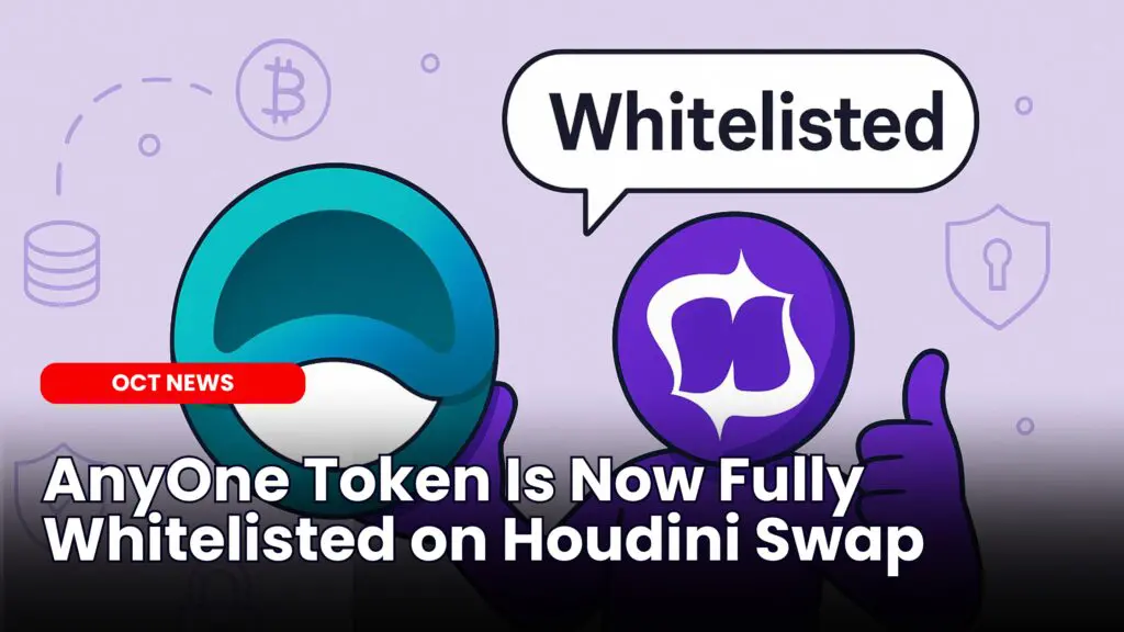 AnyOne Token Is Now Fully Whitelisted on Houdini Swap